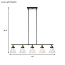 GobekUsa Industrial Black Cone Shade Clear Glass 5-Head Island Chandelier for Dining Room