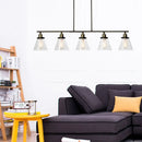 GobekUsa Industrial Black Cone Shade Clear Glass 5-Head Island Chandelier for Dining Room