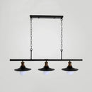 GobekUsa Industrial Style Black Metal 3-Head Kitchen Ceiling Light with Chain | Flat Shade Island Lighting Fixture