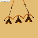 GobekUsa Rustic Metal Cone Island Ceiling Light with Rope and Chain - Brown