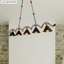 GobekUsa Rustic Metal Cone Island Ceiling Light with Rope and Chain - Brown