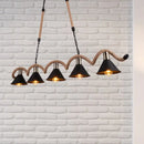 GobekUsa Rustic Metal Cone Island Ceiling Light with Rope and Chain - Brown