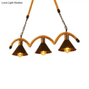 GobekUsa Rustic Metal Cone Island Ceiling Light with Rope and Chain - Brown