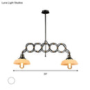 GobekUsa Industrial Opal Glass Pendant Light Kit - Adjustable Dome Design, 2 Lights - Brass Hanging Lamp for Kitchen Island