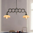 GobekUsa Industrial Opal Glass Pendant Light Kit - Adjustable Dome Design, 2 Lights - Brass Hanging Lamp for Kitchen Island