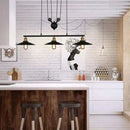 GobekUsa Industrial Metal Flying Saucer Hanging Ceiling Light - Black 3-Head Pulley Pendant for Bars
