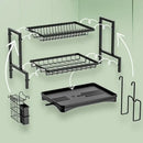 GobekUsa 2 Tier Kitchen Storage & Drying Rack - Countertop Organizer for Dinnerware & Utensils