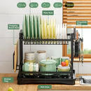 GobekUsa 2 Tier Kitchen Storage & Drying Rack - Countertop Organizer for Dinnerware & Utensils