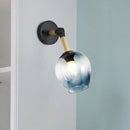 GobekUsa Nordic Globe Sconce Lighting - Adjustable 1 Light Wall Lamp in Black with White/Ocean Blue Glass Shade