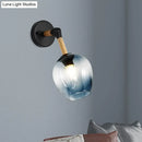 GobekUsa Nordic Globe Sconce Lighting - Adjustable 1 Light Wall Lamp in Black with White/Ocean Blue Glass Shade