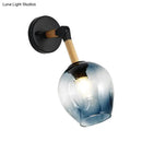 GobekUsa Nordic Globe Sconce Lighting - Adjustable 1 Light Wall Lamp in Black with White/Ocean Blue Glass Shade