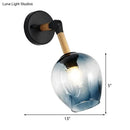 GobekUsa Nordic Globe Sconce Lighting - Adjustable 1 Light Wall Lamp in Black with White/Ocean Blue Glass Shade