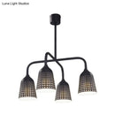 GobekUsa Factory Iron Hanging Pendant Light Fixture - Black Bell, 4 Heads for Kitchen Dinette Island
