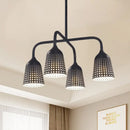 GobekUsa Factory Iron Hanging Pendant Light Fixture - Black Bell, 4 Heads for Kitchen Dinette Island