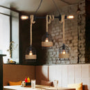 GobekUsa Black Birdcage Island Pendant Light with Jute Rope Cord - 5 Bulbs, Factory Metal Design