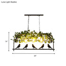 GobekUsa Industrial Birdcage Island Ceiling Light with Plant Decoration – 3 Black Metal Hanging Lights