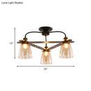 GobekUsa Industrial Cognac Glass Bell Semi Flush Ceiling Lamp (3/5/6 Heads) in Aged Brass - Perfect for Living Room