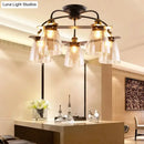 GobekUsa Industrial Cognac Glass Bell Semi Flush Ceiling Lamp (3/5/6 Heads) in Aged Brass - Perfect for Living Room