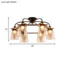 GobekUsa Industrial Cognac Glass Bell Semi Flush Ceiling Lamp (3/5/6 Heads) in Aged Brass - Perfect for Living Room