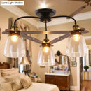 GobekUsa Industrial Cognac Glass Bell Semi Flush Ceiling Lamp (3/5/6 Heads) in Aged Brass - Perfect for Living Room