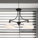 GobekUsa Industrial Black Dome Island Light Fixture with Opal Glass - 2-Bulb Dining Table Hanging Lamp