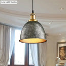GobekUsa Lonie - Antique Antique Style Dome Pendant Lamp 1 Light Wrought Iron Hanging Light Fixture with Cord in Black/Rust