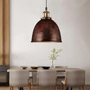GobekUsa Lonie - Antique Antique Style Dome Pendant Lamp 1 Light Wrought Iron Hanging Light Fixture with Cord in Black/Rust