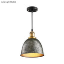 GobekUsa Lonie - Antique Antique Style Dome Pendant Lamp 1 Light Wrought Iron Hanging Light Fixture with Cord in Black/Rust
