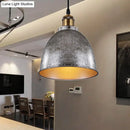 GobekUsa Lonie - Antique Antique Style Dome Pendant Lamp 1 Light Wrought Iron Hanging Light Fixture with Cord in Black/Rust