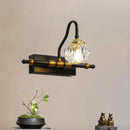 GobekUsa Minimalistic Black Hexagon Vanity Wall Lamp with Crystal Prisms - Wall Mounted Lighting Fixture (1/2/3-Bulb)