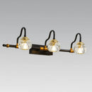 GobekUsa Minimalistic Black Hexagon Vanity Wall Lamp with Crystal Prisms - Wall Mounted Lighting Fixture (1/2/3-Bulb)