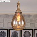 GobekUsa Daisy - Industrial Black/Brass Teardrop Ceiling Light Industrial Clear/Amber/Grey Water Glass 1-Light Bedroom Pendant Lighting Fixture