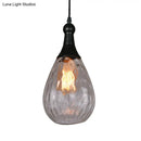 GobekUsa Daisy - Industrial Black/Brass Teardrop Ceiling Light Industrial Clear/Amber/Grey Water Glass 1-Light Bedroom Pendant Lighting Fixture