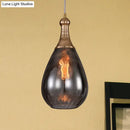 GobekUsa Daisy - Industrial Black/Brass Teardrop Ceiling Light Industrial Clear/Amber/Grey Water Glass 1-Light Bedroom Pendant Lighting Fixture