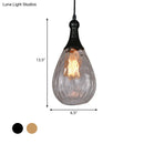 GobekUsa Daisy - Industrial Black/Brass Teardrop Ceiling Light Industrial Clear/Amber/Grey Water Glass 1-Light Bedroom Pendant Lighting Fixture