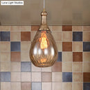 GobekUsa Daisy - Industrial Black/Brass Teardrop Ceiling Light Industrial Clear/Amber/Grey Water Glass 1-Light Bedroom Pendant Lighting Fixture
