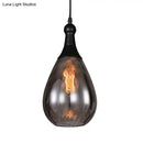 GobekUsa Daisy - Industrial Black/Brass Teardrop Ceiling Light Industrial Clear/Amber/Grey Water Glass 1-Light Bedroom Pendant Lighting Fixture