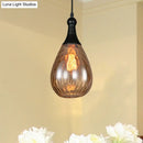 GobekUsa Daisy - Industrial Black/Brass Teardrop Ceiling Light Industrial Clear/Amber/Grey Water Glass 1-Light Bedroom Pendant Lighting Fixture
