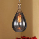 GobekUsa Daisy - Industrial Black/Brass Teardrop Ceiling Light Industrial Clear/Amber/Grey Water Glass 1-Light Bedroom Pendant Lighting Fixture