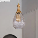 GobekUsa Daisy - Industrial Black/Brass Teardrop Ceiling Light Industrial Clear/Amber/Grey Water Glass 1-Light Bedroom Pendant Lighting Fixture