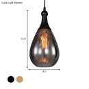 GobekUsa Daisy - Industrial Black/Brass Teardrop Ceiling Light Industrial Clear/Amber/Grey Water Glass 1-Light Bedroom Pendant Lighting Fixture