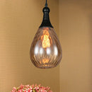 GobekUsa Daisy - Industrial Black/Brass Teardrop Ceiling Light Industrial Clear/Amber/Grey Water Glass 1-Light Bedroom Pendant Lighting Fixture