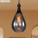 GobekUsa Daisy - Industrial Black/Brass Teardrop Ceiling Light Industrial Clear/Amber/Grey Water Glass 1-Light Bedroom Pendant Lighting Fixture