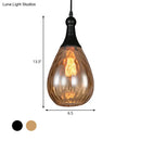 GobekUsa Daisy - Industrial Black/Brass Teardrop Ceiling Light Industrial Clear/Amber/Grey Water Glass 1-Light Bedroom Pendant Lighting Fixture