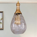 GobekUsa Daisy - Industrial Black/Brass Teardrop Ceiling Light Industrial Clear/Amber/Grey Water Glass 1-Light Bedroom Pendant Lighting Fixture