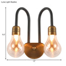 GobekUsa Contemporary LED Wall Sconce Light with Curved Brass Arm - Clear Glass Bulb, 1/2/3 Lights