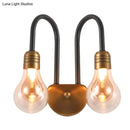 GobekUsa Contemporary LED Wall Sconce Light with Curved Brass Arm - Clear Glass Bulb, 1/2/3 Lights