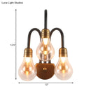 GobekUsa Contemporary LED Wall Sconce Light with Curved Brass Arm - Clear Glass Bulb, 1/2/3 Lights