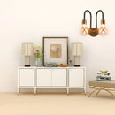GobekUsa Contemporary LED Wall Sconce Light with Curved Brass Arm - Clear Glass Bulb, 1/2/3 Lights