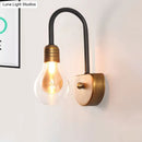 GobekUsa Contemporary LED Wall Sconce Light with Curved Brass Arm - Clear Glass Bulb, 1/2/3 Lights
